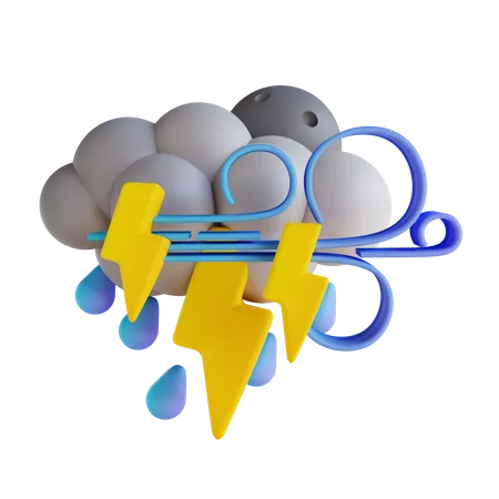 Éclairs de pluie orageuse  3D Illustration