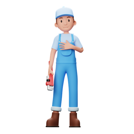 Plumber With Spanner  3D Illustration