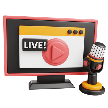 Poadcast Live  3D Icon