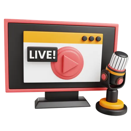 Poadcast Live  3D Icon