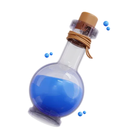 Icono De Activo De Botella De Pocion Azul 3 D Del Juego 3D Icon