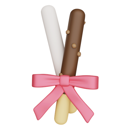 Pocky Sticks mit rosa Schleife  3D Icon