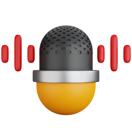 3 D Icon Illustration Microphone Sound Wave 3D Icon