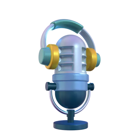 Explora El Podcasting Con Esta Ilustracion De Microfono Y Auriculares En 3 D 3D Icon