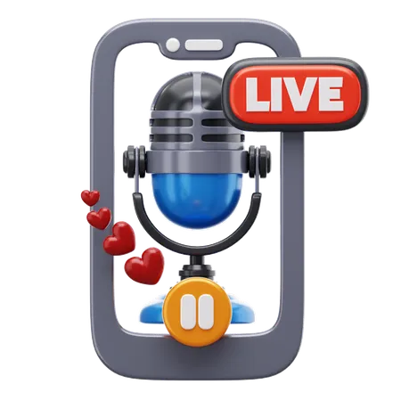 Podcast ao vivo  3D Icon