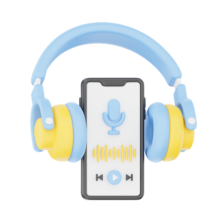 Podcast App with Headphone  3D Icon