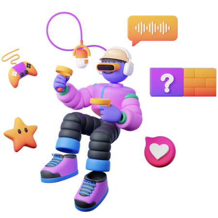 Podcast de jogos  3D Illustration