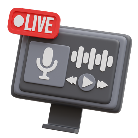 Podcast en direct sur moniteur  3D Icon