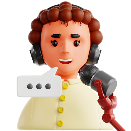 Animateur de podcast  3D Icon