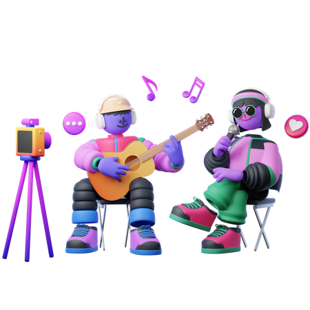 Podcast Live-Musik-Konzert  3D Illustration