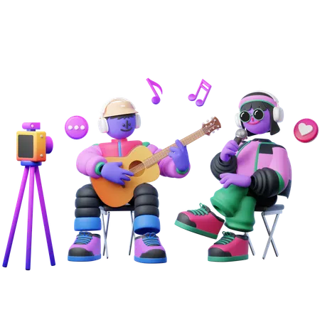 Podcast Live-Musik-Konzert  3D Illustration