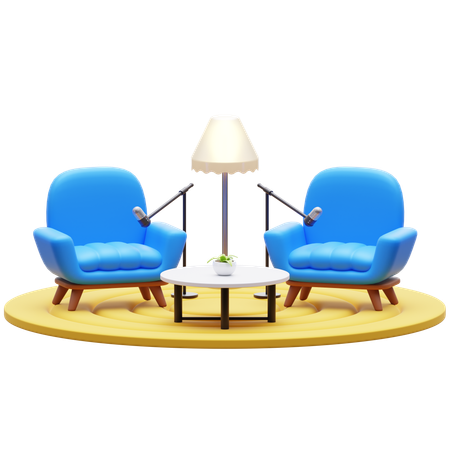 Podcast Room  3D Icon
