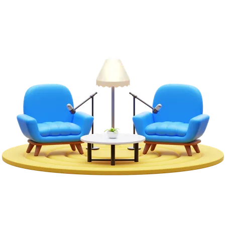 Podcast Room  3D Icon