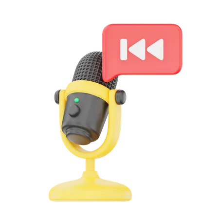 Podcast with Rewind Button  3D Icon
