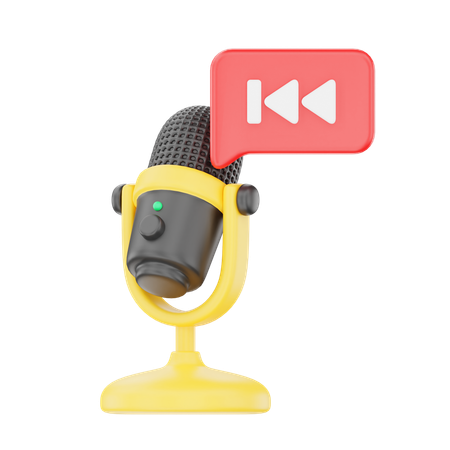 Podcast with Rewind Button  3D Icon