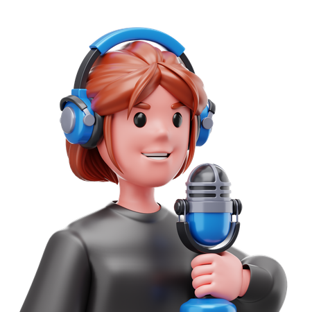 Garota Podcaster  3D Icon