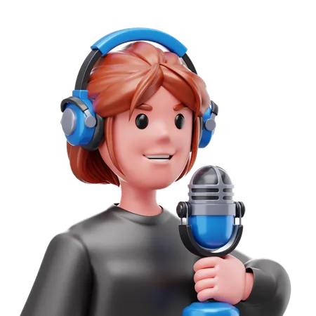 Garota Podcaster  3D Icon