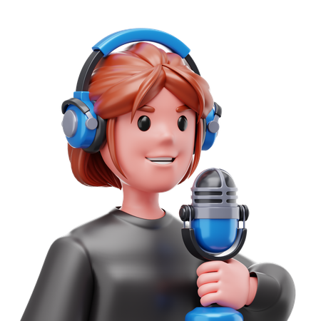 Podcaster Girl  3D Icon