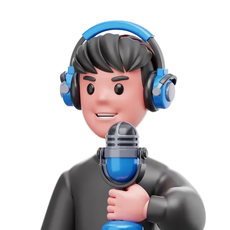 Homem podcaster  3D Icon