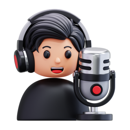 PODCASTER MAN  3D Icon