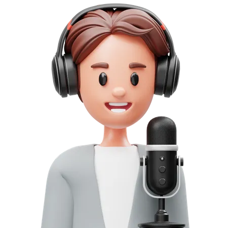 Podcaster Man  3D Icon