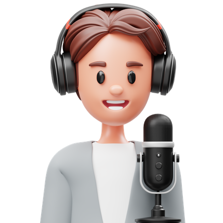 Podcaster Man  3D Icon