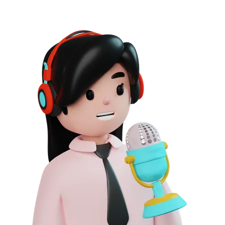 Podcaster femenino  3D Icon