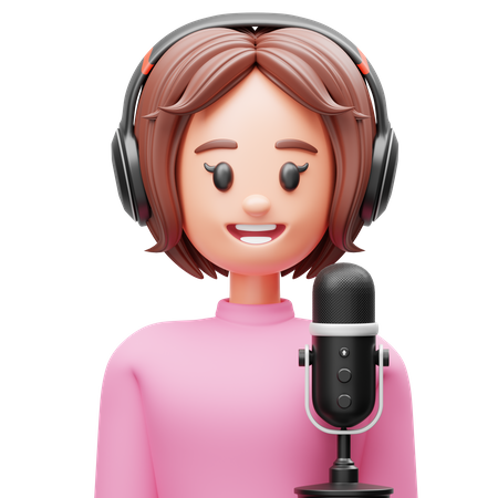 Mujer podcaster  3D Icon