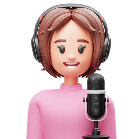 Mujer podcaster  3D Icon