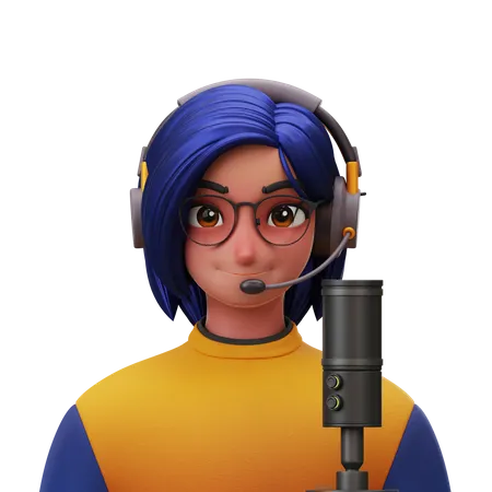 Mulher podcaster  3D Illustration