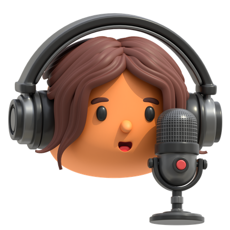 Podcaster Woman  3D Icon