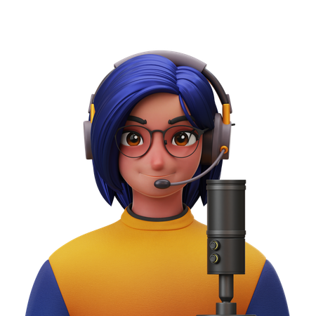 Podcaster Woman  3D Icon
