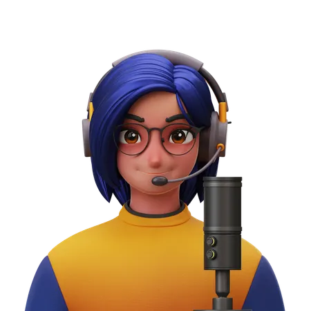 Podcaster Woman  3D Icon
