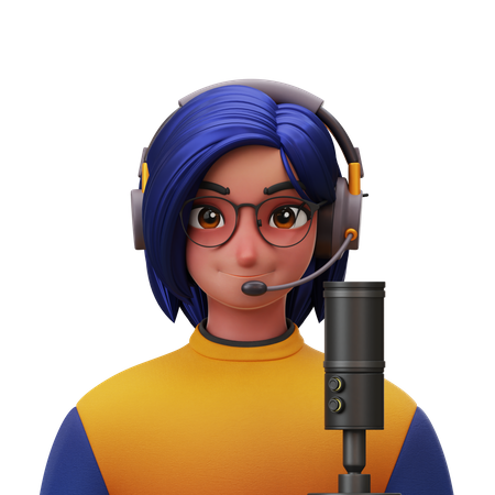 Podcaster Woman 3D Illustration