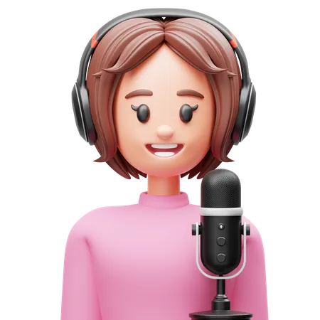 Podcaster Woman  3D Icon
