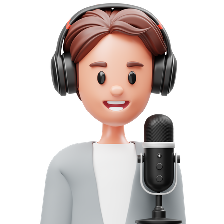 Homme podcasteur  3D Icon