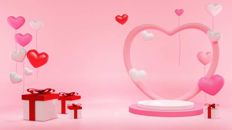 Podio de adorno de san valentín  3D Illustration