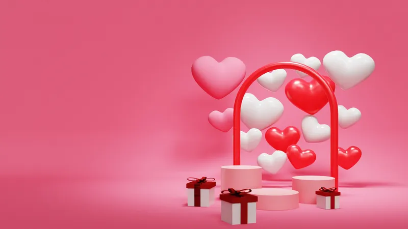 Podio de adorno de san valentín  3D Illustration