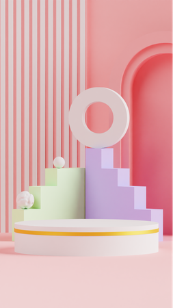 Pódio com fundo em cor pastel  3D Icon