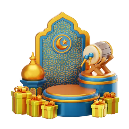 Podio de Ramadán  3D Illustration