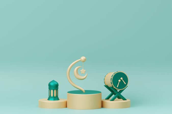 Podio de Ramadán con bedug  3D Icon