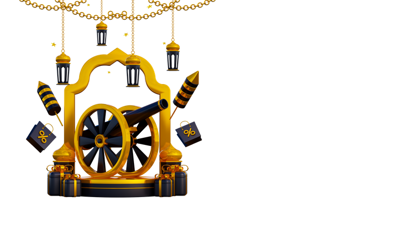 Podio de Ramadán con cañón  3D Icon
