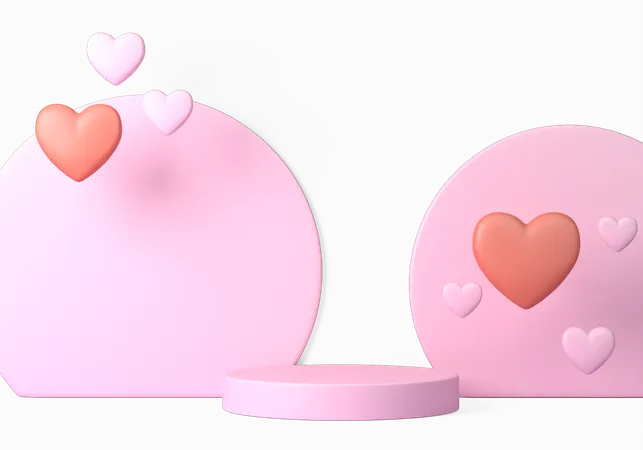 Podio de San Valentín  3D Illustration