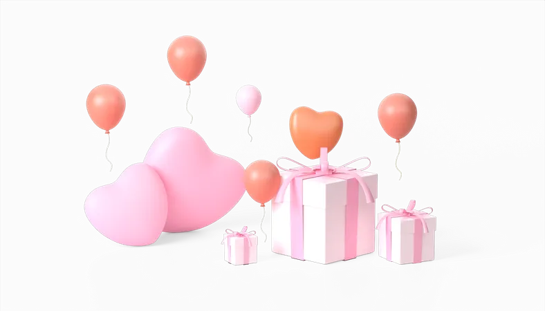 Podio de San Valentín  3D Illustration