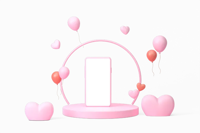 Podio de San Valentín  3D Illustration