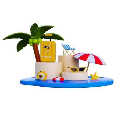 Podio de verano  3D Illustration