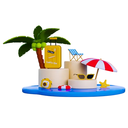 Podio de verano  3D Illustration