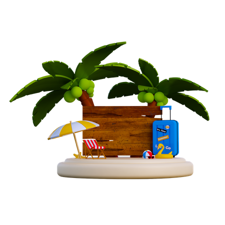 Podio de verano  3D Illustration