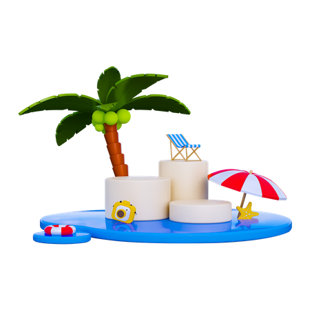 Podio de verano  3D Illustration