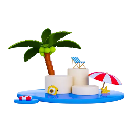 Podio de verano  3D Illustration